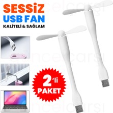 Güncel Çarşı 2 Adet Taşınabilir Esnek Sessiz USB Mini Fan Pervane, Küçük Vantilatör, Serinletici, El Fanı