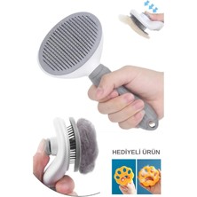 Trade Bazaar Otomatik Temizlenen Tuşlu Evcil Hayvan Fırçası Kedi Köpek Tüy Toplayıcı Tarak Gri