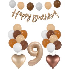 Parti Pera Retro Kalp Folyo Balon Kraft Happy Birthday Yazı Satin Rakam Folyo Balon Doğum Günü Balon Seti