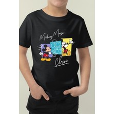 Çocukça Giy Çocukçagiy Mickey Mouse  Baskılı Unisex Çocuk Pamuklu Bisiklet Yaka Tshirt