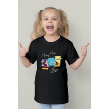 Çocukça Giy Çocukçagiy Mickey Mouse  Baskılı Unisex Çocuk Pamuklu Bisiklet Yaka Tshirt