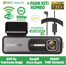 +360 HK30 Wifi 1080P 130° Geniş Açı Gece Görüşlü Akıllı Araç Içi Kamera+ Park Modu Bağlantı Kablosu Combo