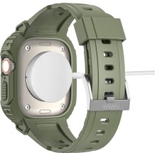 Wiwu Watch 42MM Uyumlu  WI-WB014 Armor Serisi 2in1 Sert Pc Kasa Koruyuculu Silikon Kordon Yeşil