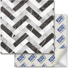 Boss Tape Kendinden Yapışkanlı Yüzey Fayans Kaplama Siyah Beyaz Parke 006 Desenli Pvc Karo 30X30CM (4 Adet) 0,36 M2