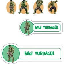 Letbil Reklam Okul Etiketi Kalem Defter Etiketi, Hulk Etiketi - 194 Adet Kuşe Sticker