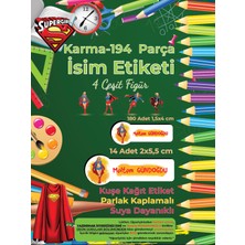 Letbil Reklam Okul Etiketi Kalem Defter Etiketi, Supergirl Etiketi - 194 Adet Kuşe Sticker
