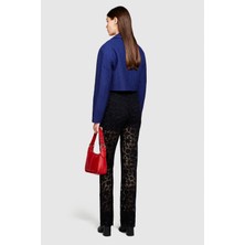Sisley Yün Karışımlı Yüksek Bel Dantel Efektli Pantolon Kadın Siyah T-Shirt - 323A48C6LF03W
