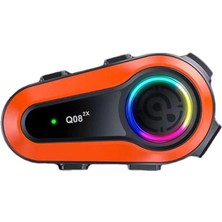 Motonet Q08-2X Rgb Işıklı Intercom 2 Kişi Bağlantılı 1000MAH Motosiklet Bluetooth Kulaklık Seti