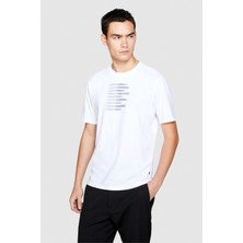 Sisley %100 Koton El Baskılı T-Shirt Erkek Beyaz T-Shirt - 323A3096S1030