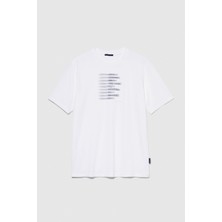 Sisley %100 Koton El Baskılı T-Shirt Erkek Beyaz T-Shirt - 323A3096S1030