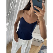 Myrum Butik Lacivert Ip Askılı Bluz M