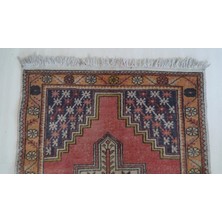 DesignEv 112X180 cm Eski El Dokuma Türk Yün Halı Soft Renkli Küçük Ev Dekoratif Kilim