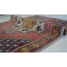 DesignEv 112X180 cm Eski El Dokuma Türk Yün Halı Soft Renkli Küçük Ev Dekoratif Kilim