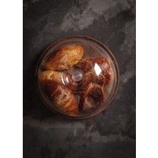 Rabo Craft Ahşap Top Ayaklı Ahşap Stand Akrilik Kap Büyük Kek Fanus Çam Ağacı (Stand 31.5/kap 30CM)