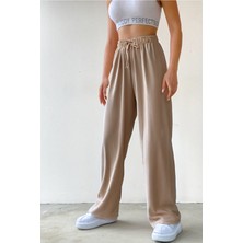 CMZ Collection Kadın Beli Lastikli Yazlık Oversize  Bürümcük Palazzo Pantolon