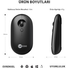 Lecoo Kablosuz 1600DPI 4 Tuşlu Sessiz PC, Mac, Dizüstü Bilgisayar için, USB Mini Alıcı ile Optik Mouse Siyah