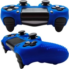 Cosmostech Ps4 Controller Joystick Oyun Kolu Gamepad Uyumlu - Silikon Koruyucu cover Mavi