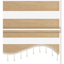 Mekstor Soft Bamboo Krem Bej Kırçıllı Zebra Perde ( Etek Boncuklu )