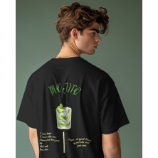 Helios Haute Mojito Tasarım Relaxed Fit Erkek Ön-Arka Baskılı Tişört