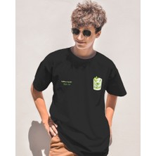 Helios Haute Mojito Tasarım Relaxed Fit Erkek Ön-Arka Baskılı Tişört