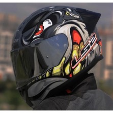 Ls2 Rrapıd 2 Race Spox Gri-Kırmızı Kask(Siyah+Şeffaf Cam+Spoıler)