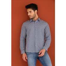 Catto Peak Lacivert Ekose Kareli Regular Erkek Gömlek