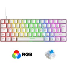 Sarftech T60 Beyaz Rgb Klavye Kablolu Gaming Oyuncu Klavyesi T60