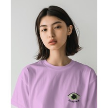 Helios Haute All Eyes On Me Tasarım Relaxed Fit Kadın Ön-Arka Baskılı Tişört