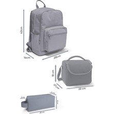 Coral High Gri Kedi Desenli 3’lü Okul Çanta Seti SET0123638