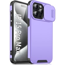 Forestl Digital iPhone 15 Pro Max Kılıf Slayt Kamera Kalkanı Pc+Tpu Düşmeyi Önleyici Telefon Kapağı-Mor (Yurt Dışından)