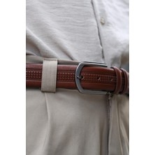Walkenzo SMT-3992 Erkek Hakiki Deri Kumaş Kemeri