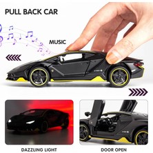 Cacao Boutiques 1:32 Lamborghini LP770 Model Araba Için Uyumlu, Çinko Alaşım Geri Çekin Oyuncak Araba Çocuklar Için Ses ve Işık ile Erkek Kız Siyah (Yurt Dışından)