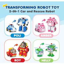 Cacao 2 Paket Poli + Amber Dönüşen Robot Oyuncaklar, 4" Dönüştürülebilir Aksiyon Figürü Oyuncak, Acil Durum Araç Playset, Tatil Doğum Günü Kurtarma Araba Oyuncakları Erkekler Kızlar Içi (Yurt Dışından)