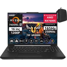 Asus Tuf Gaming A16 FA617NSR-N3056 Ryzen 7 7435HS 96GB Ddr5 Ram  4tb SSD WINDOWS11HOME 16inç Fhd+ 165Hz 8GB/RX7600S Taşınabilir BILGISAYARFA617NSR-N305632+WEBLEGELSINÇANTA