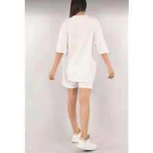 La Cattelea Unisex Nakış Işlemeli Şort Takım - Beyaz