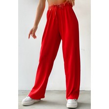 CMZ Collection Kadın Beli Lastikli Bol Paça Mevsimlik Bürümcük Palazzo Pantolon