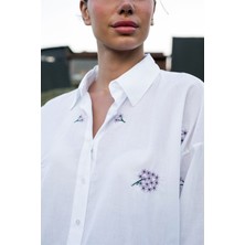 Gils Butik Çiçekli Beyaz Gömlek