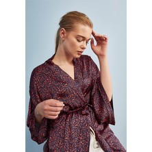 Gils Butik Kol Detaylı Bordo Kimono