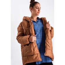 Gils Butik Sütlü Kahve Oversize Şişme Mont
