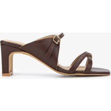 Valmenti Naomi Kadın Kahverengi Hakiki Deri Terlik 1029 3007 Bn Trlk Y24