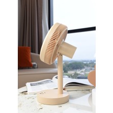 Coverzone Taşınabilir Mini USB Fan Evde Ofiste Masaüstü 4 Kademeli Dönebilen Başlıklı Lityum Şarj Edilebilir Mini Vantilatör Soğutucu 30CM Mini Fan YS2283 - Sütlü Kahverengi