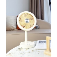 Coverzone Taşınabilir Mini USB Fan Evde Ofiste Masaüstü 4 Kademeli Dönebilen Başlıklı Lityum Şarj Edilebilir Mini Vantilatör Soğutucu 30CM Mini Fan YS2283 - Bej