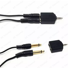 BK Teknoloji 3.5mm Stereo Erkek Fiş To 2X6.35MM Stereo Dişi Ayırıcı Adaptör