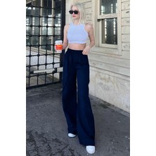 CMZ Collection Kadın Beli Lastikli Yazlık Dokulu Palazzo Pantolon