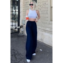 CMZ Collection Kadın Beli Lastikli Yazlık Dokulu Palazzo Pantolon