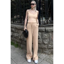 CMZ Collection Kadın Beli Lastikli Yazlık Dokulu Palazzo Pantolon