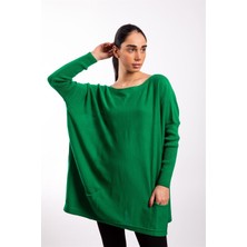 Gils Butik Yeşil Oversize Çift Cepli Tunik