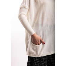 Gils Butik Ekru Oversize Çift Cepli Tunik