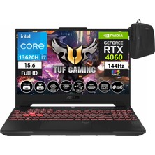 Asus Tuf Gaming F15 FX507VV-LP242 13. Nesil Intel I7-13620H 16GB Ddr5 Ram  2tb SSD Freedos 15.6 Inç Fhd 144Hz 8GB/RTX4060 140W Taşınabilir Bilgisayar FX507VV-LP24203+WEBLEGELSINÇANTA