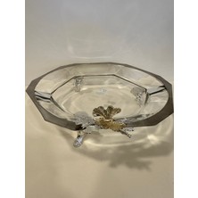 Plus Home Sunum Tabağı Kesme Kristal Pirinç Ayaklı